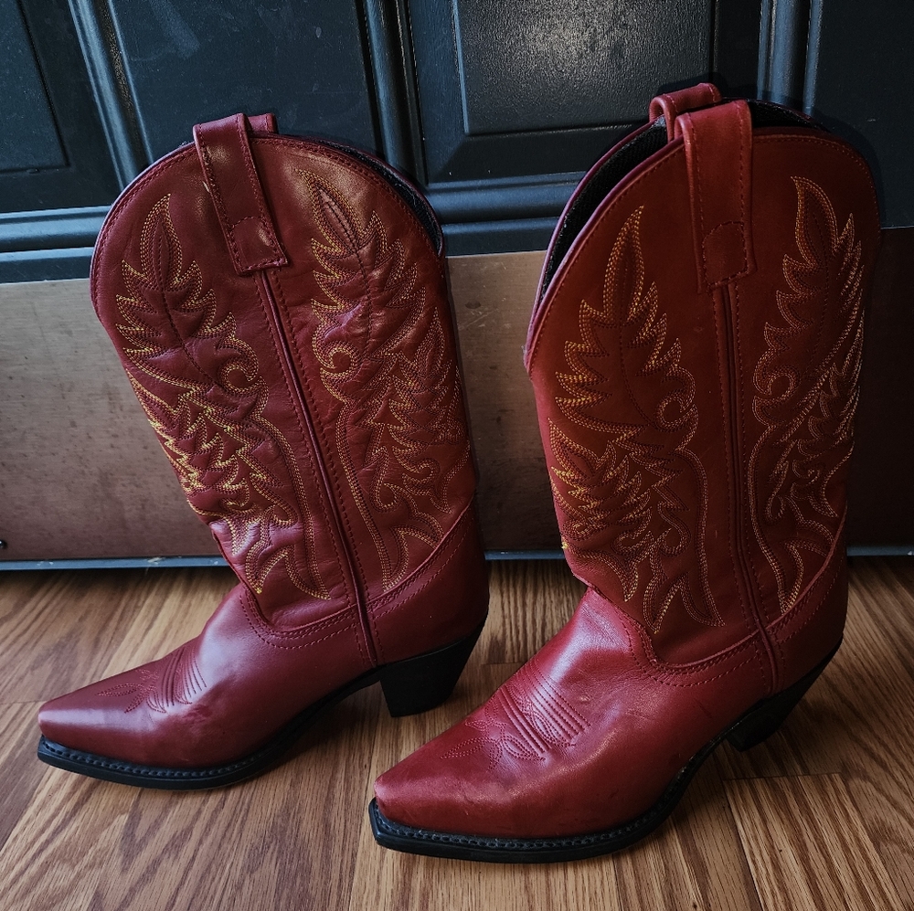Women's Laredo Red Heeled Cowboy Boots